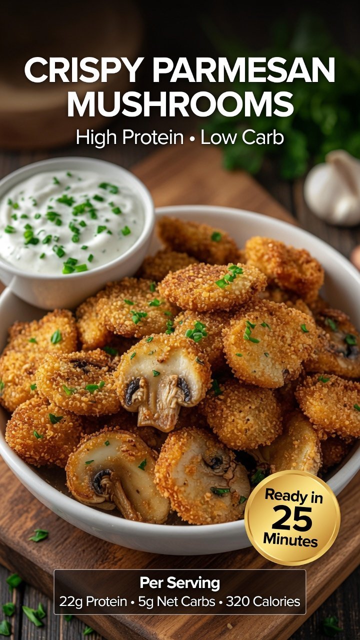 High-Protein Crispy Parmesan Mushrooms
