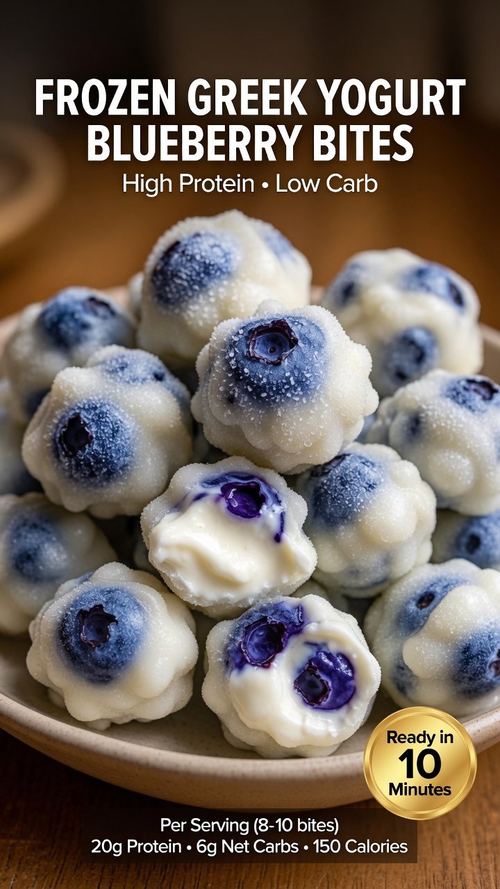 High-Protein Frozen Greek Yogurt Blueberry Bites