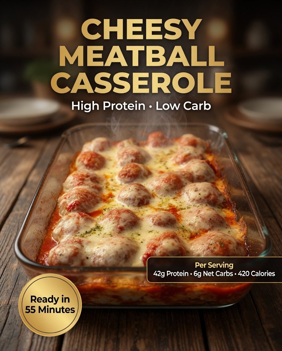 High-Protein Cheesy Meatball Casserole