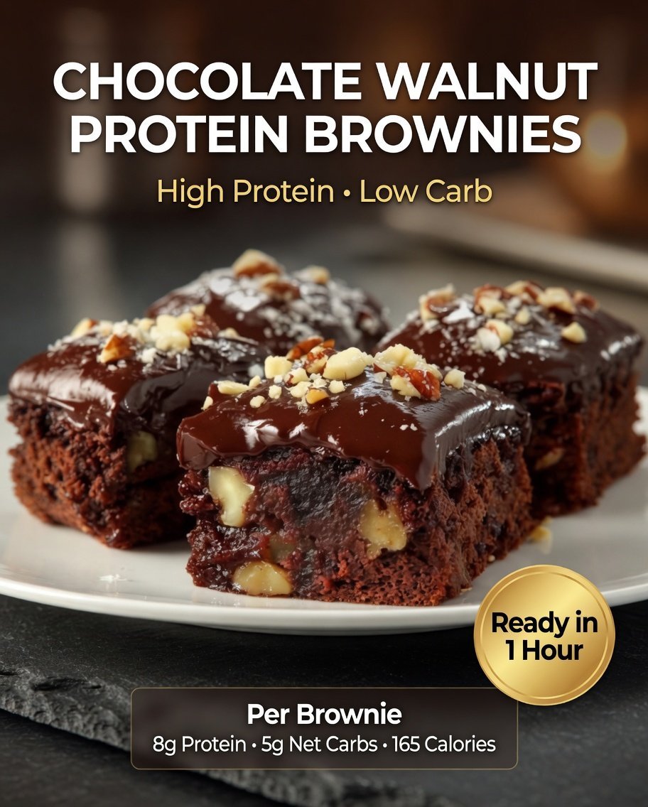 High-Protein Fudgy Chocolate Walnut Brownies