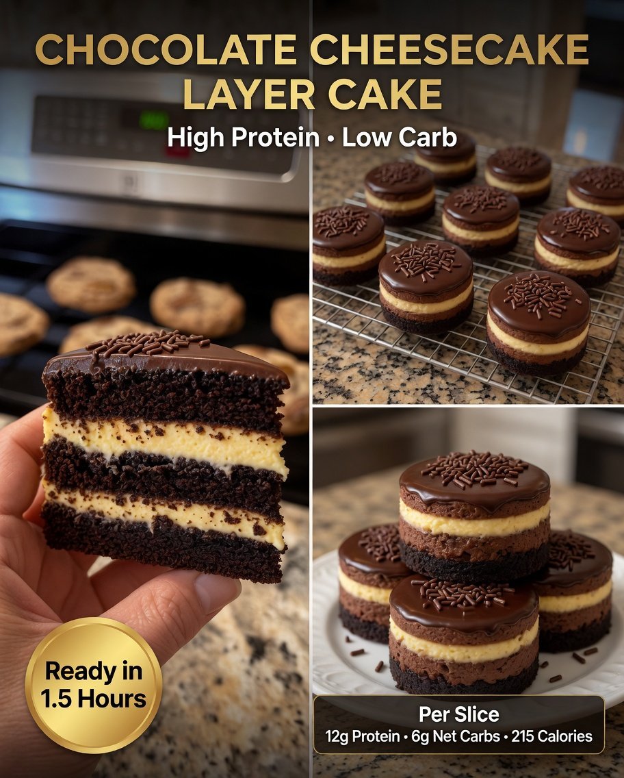 High-Protein Chocolate Cheesecake Layer Cake