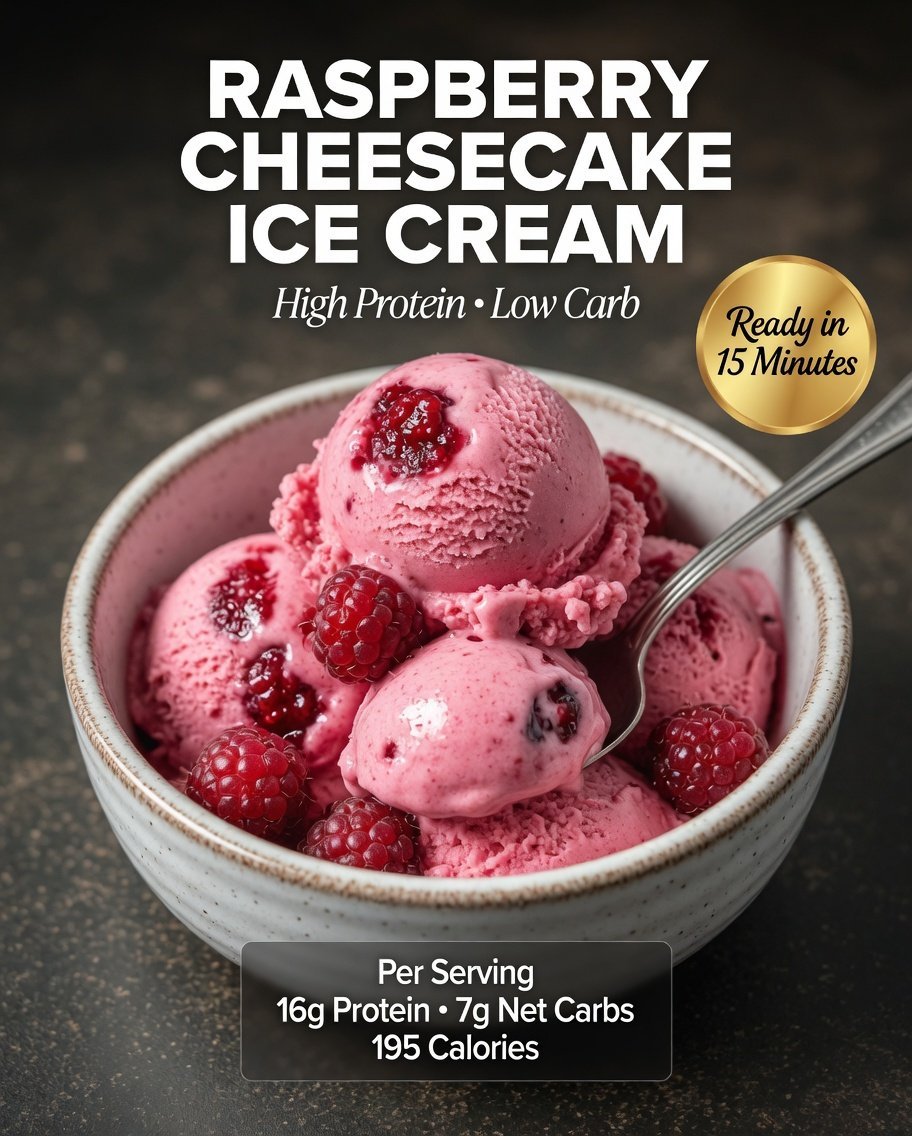 High-Protein Raspberry Cheesecake Ice Cream