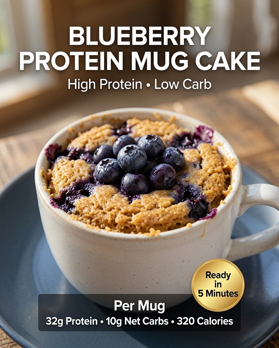 High-Protein Blueberry Mug Cake