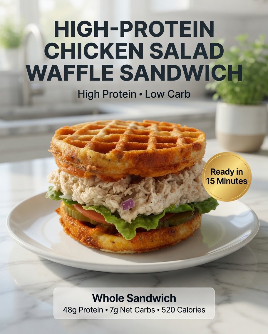 High-Protein Chicken Salad Waffle Sandwich