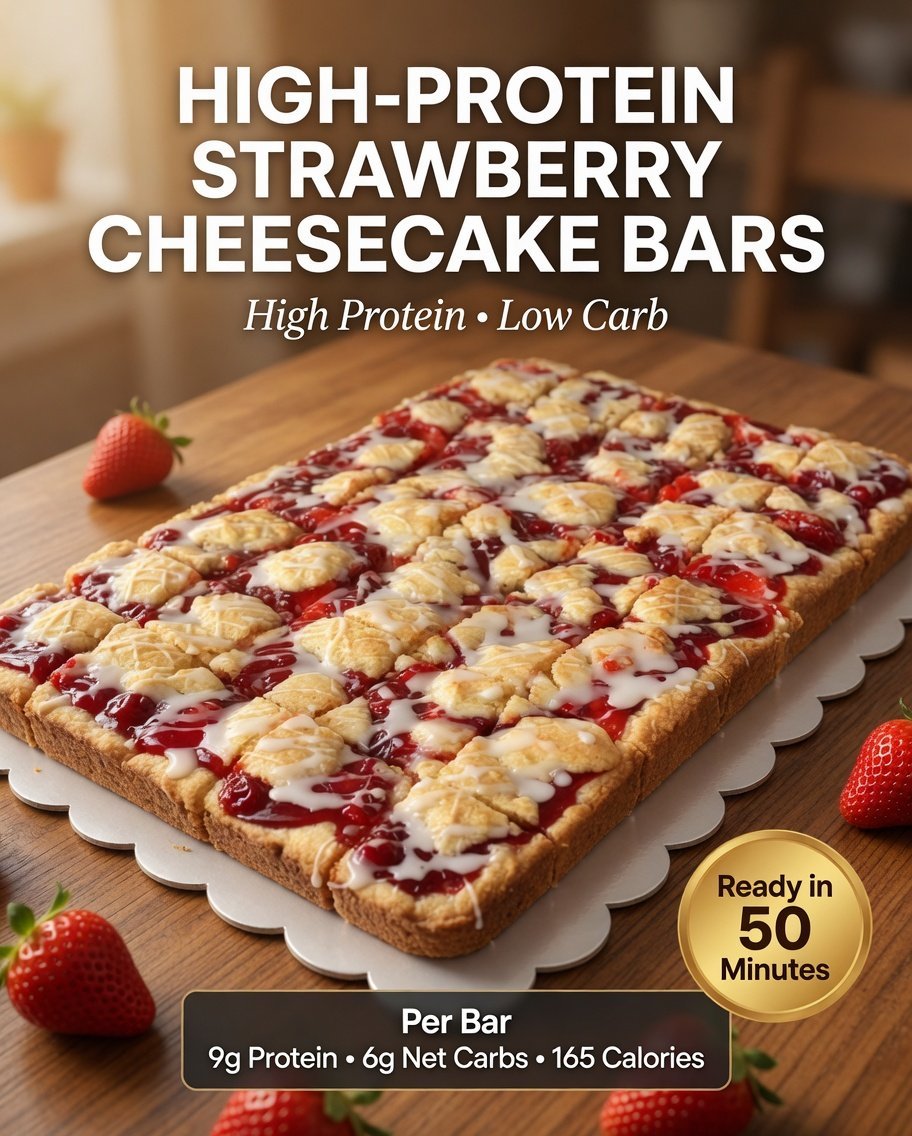High-Protein Strawberry Cheesecake Bars