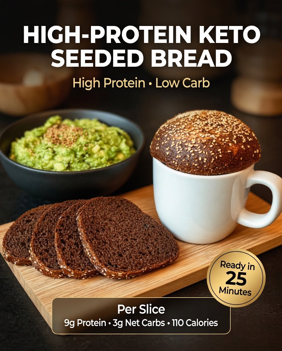 High-Protein Keto Dark Seeded Bread (Mug Bread)