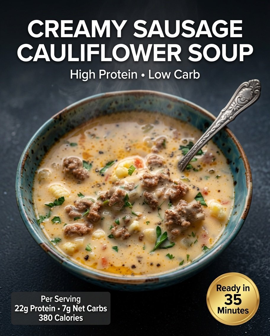 High-Protein Creamy Sausage Cauliflower Soup
