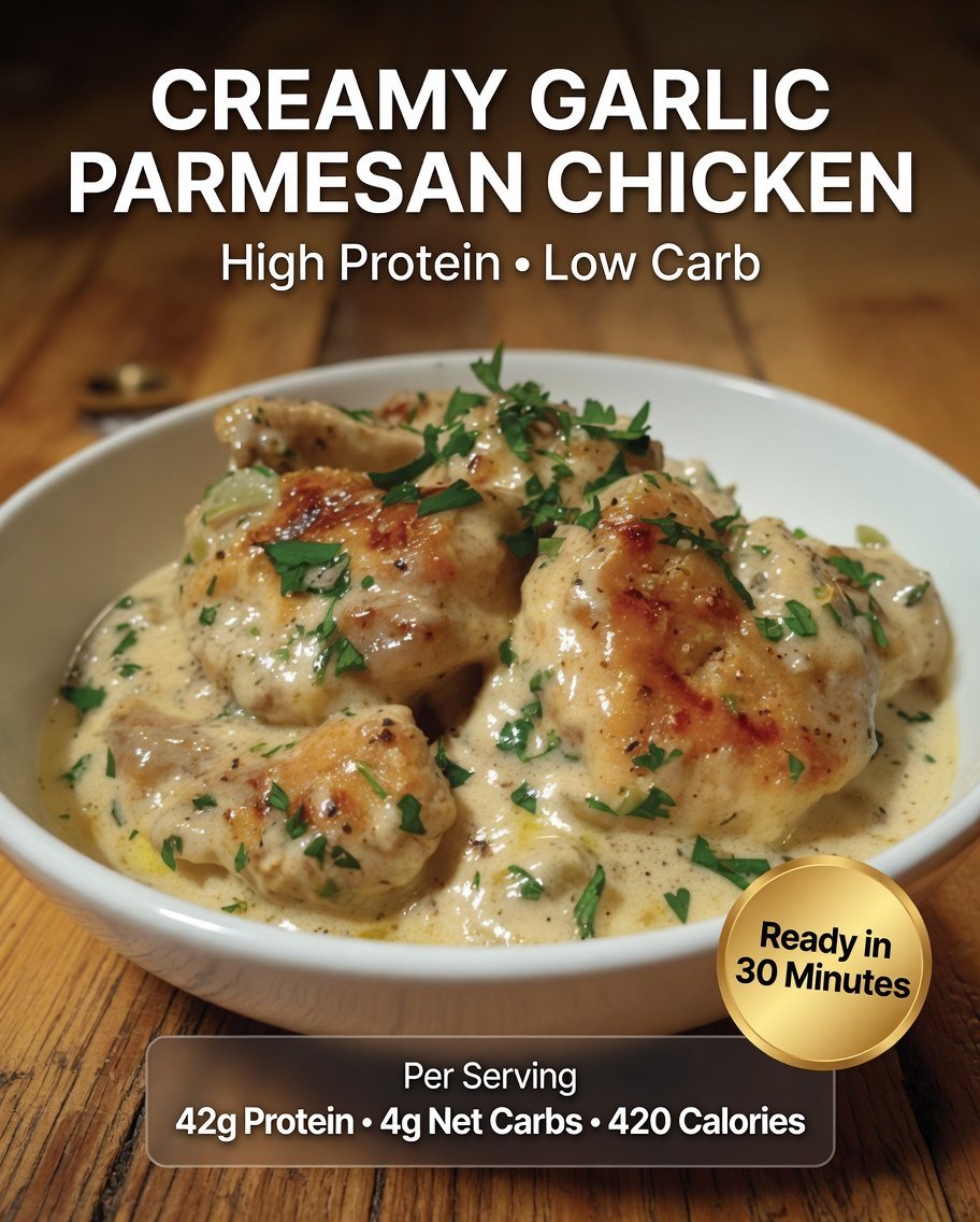 High-Protein Creamy Garlic Parmesan Chicken