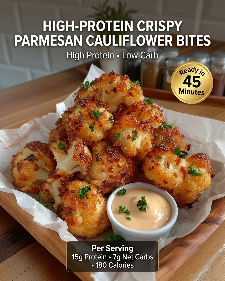 High-Protein Crispy Parmesan Cauliflower Bites