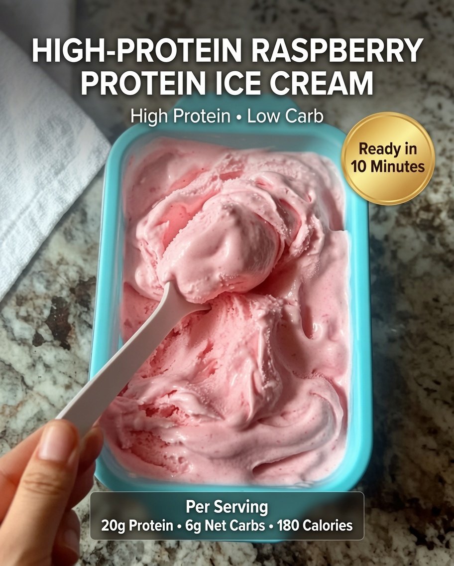 High-Protein Raspberry Protein Ice Cream