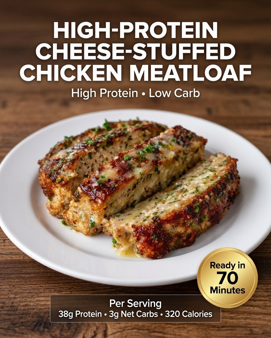 High-Protein Cheese-Stuffed Chicken Meatloaf