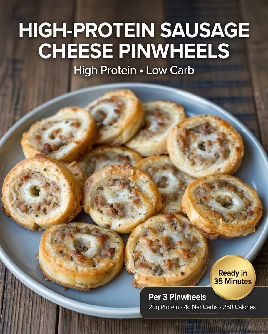 High-Protein Sausage Cheese Pinwheels