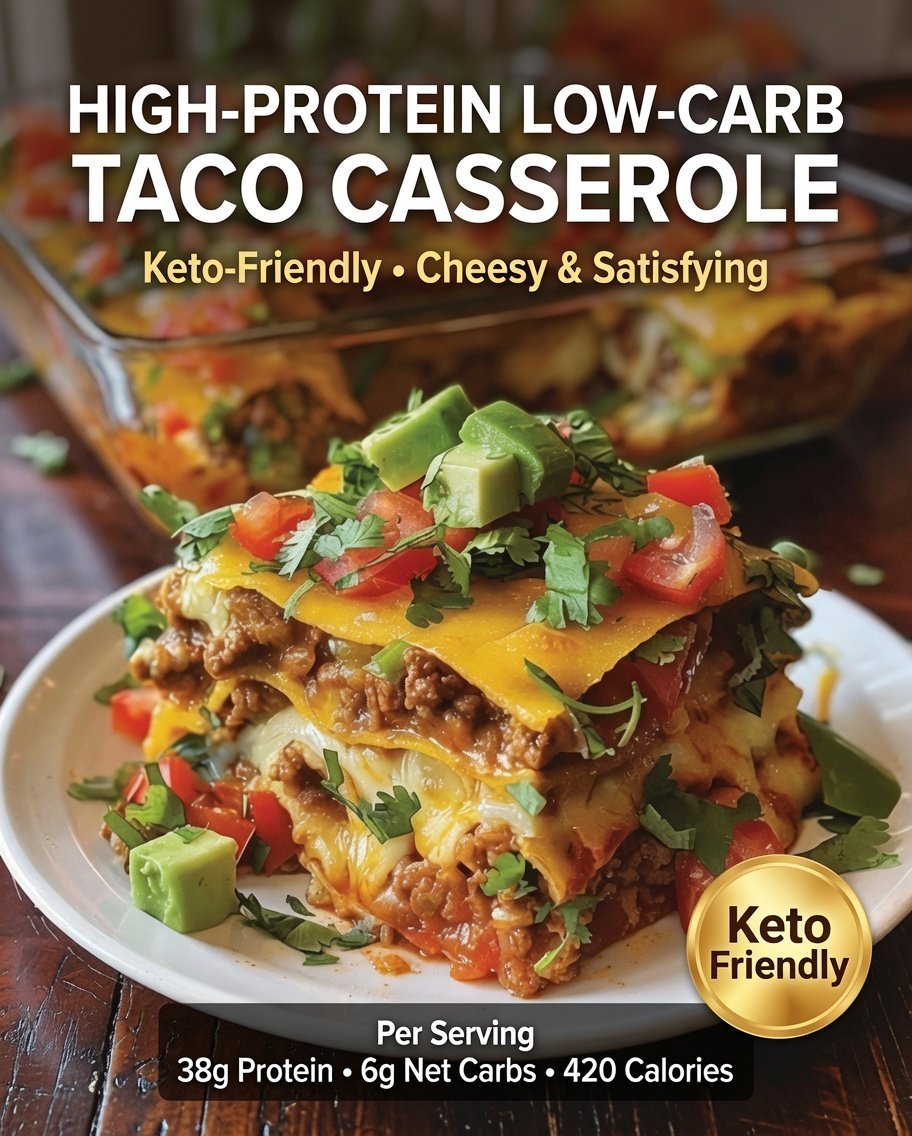 High-Protein Low-Carb Taco Casserole
