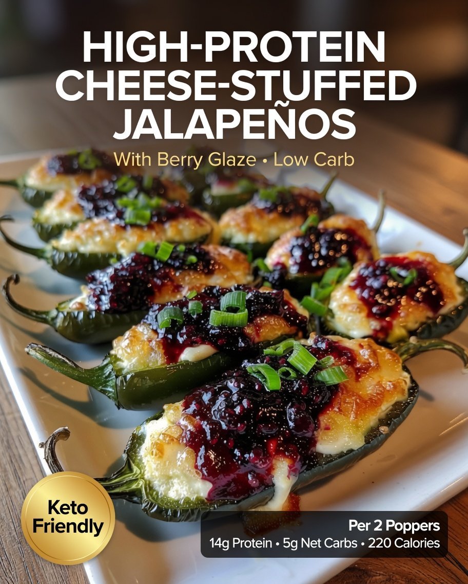 High-Protein Cheese-Stuffed Jalapeños with Berry Glaze