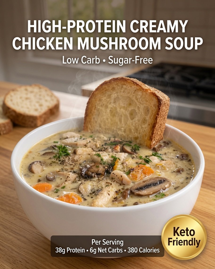 High-Protein Creamy Chicken Mushroom Soup