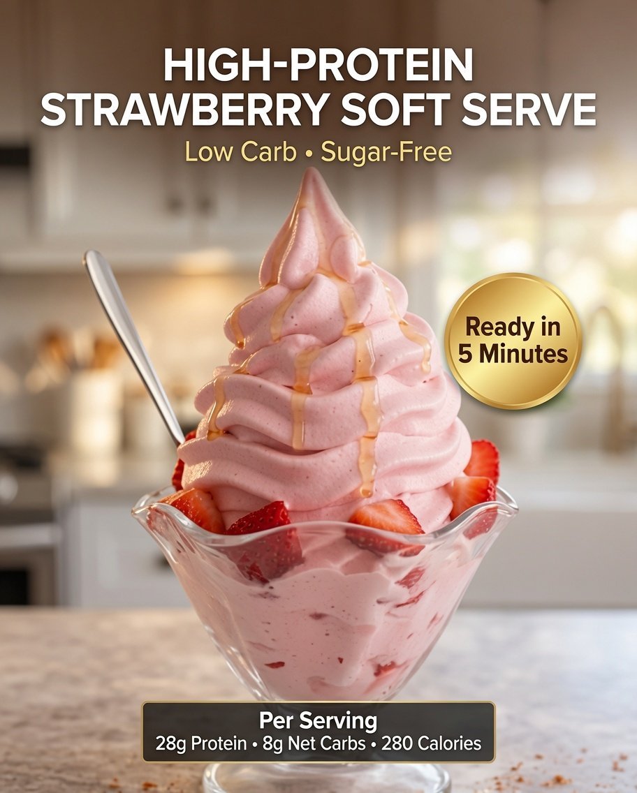 High-Protein Strawberry Protein Soft Serve