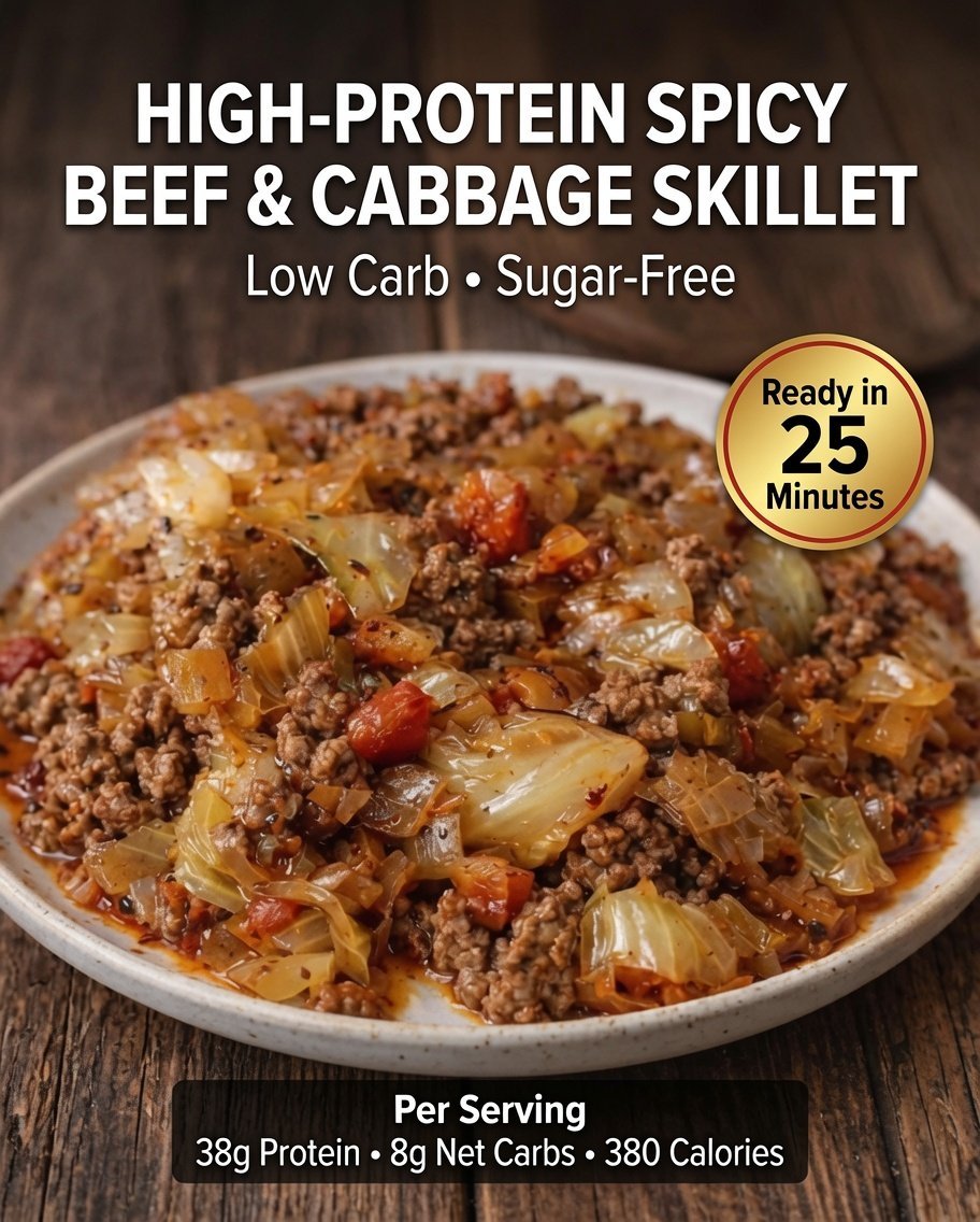 High-Protein Spicy Beef and Cabbage Skillet