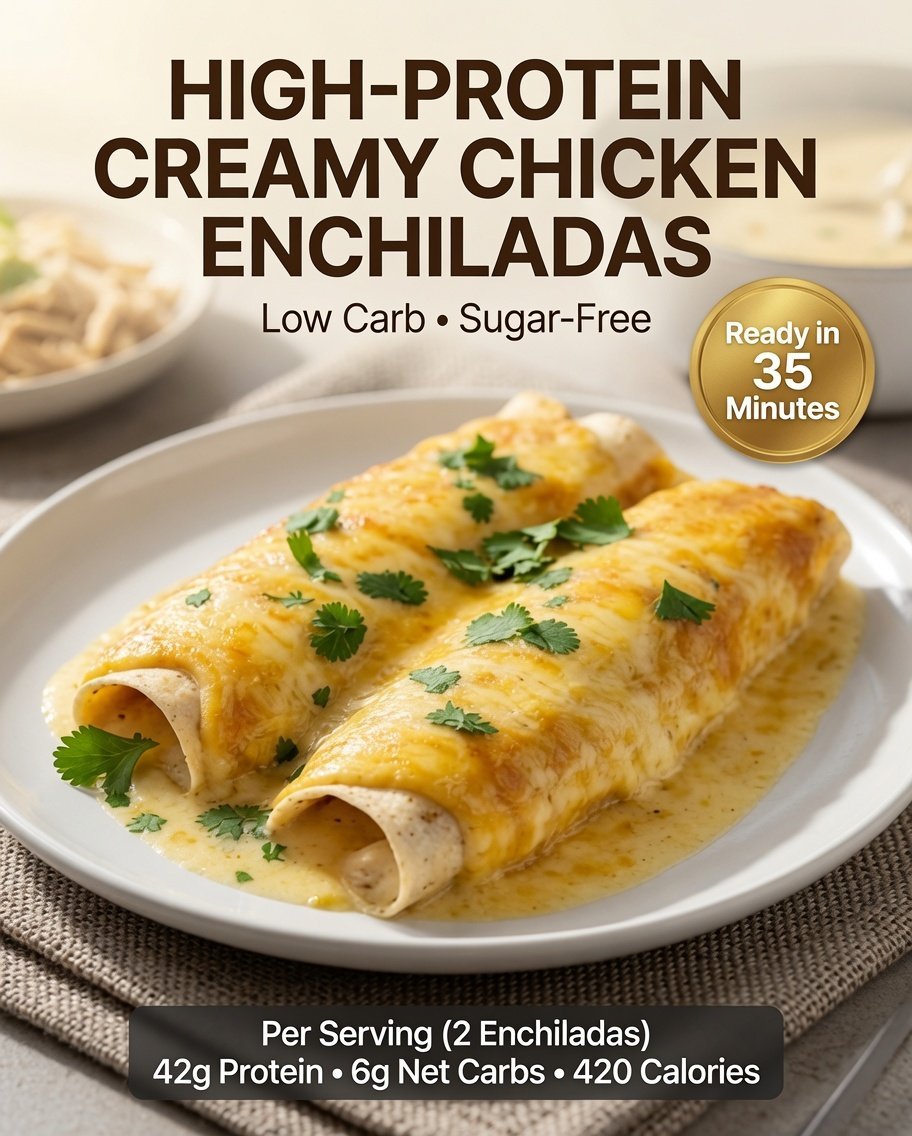 High-Protein Creamy Chicken Enchiladas