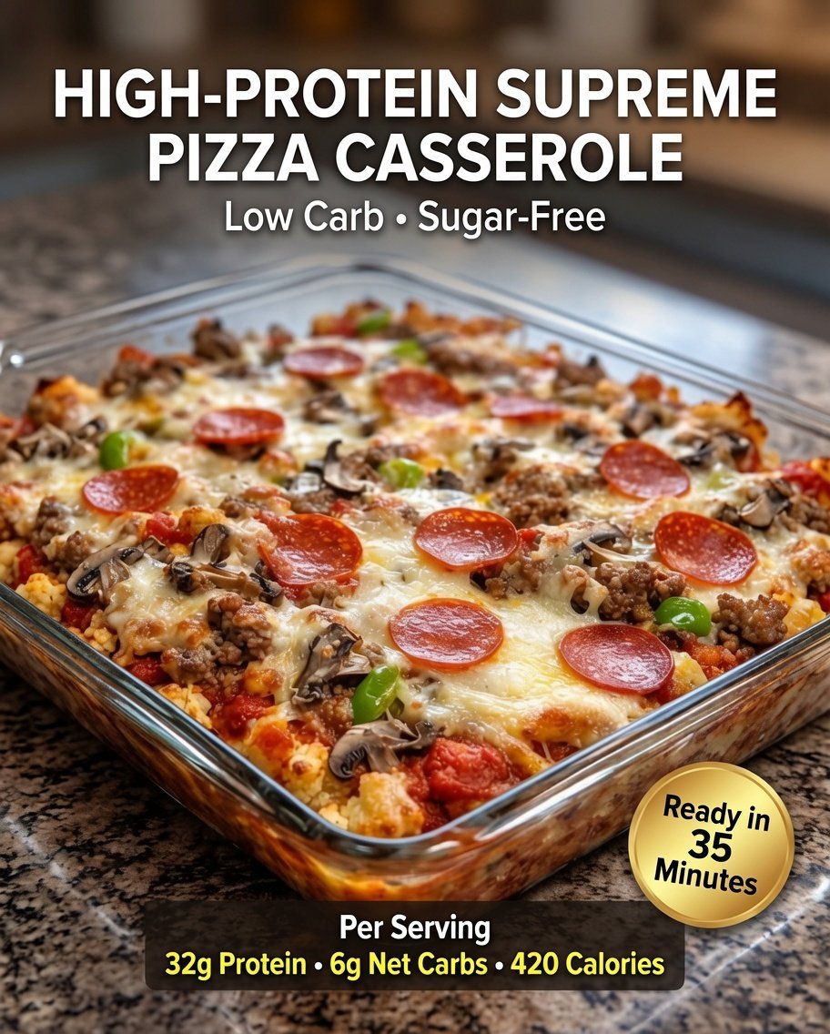 High-Protein Supreme Pizza Casserole