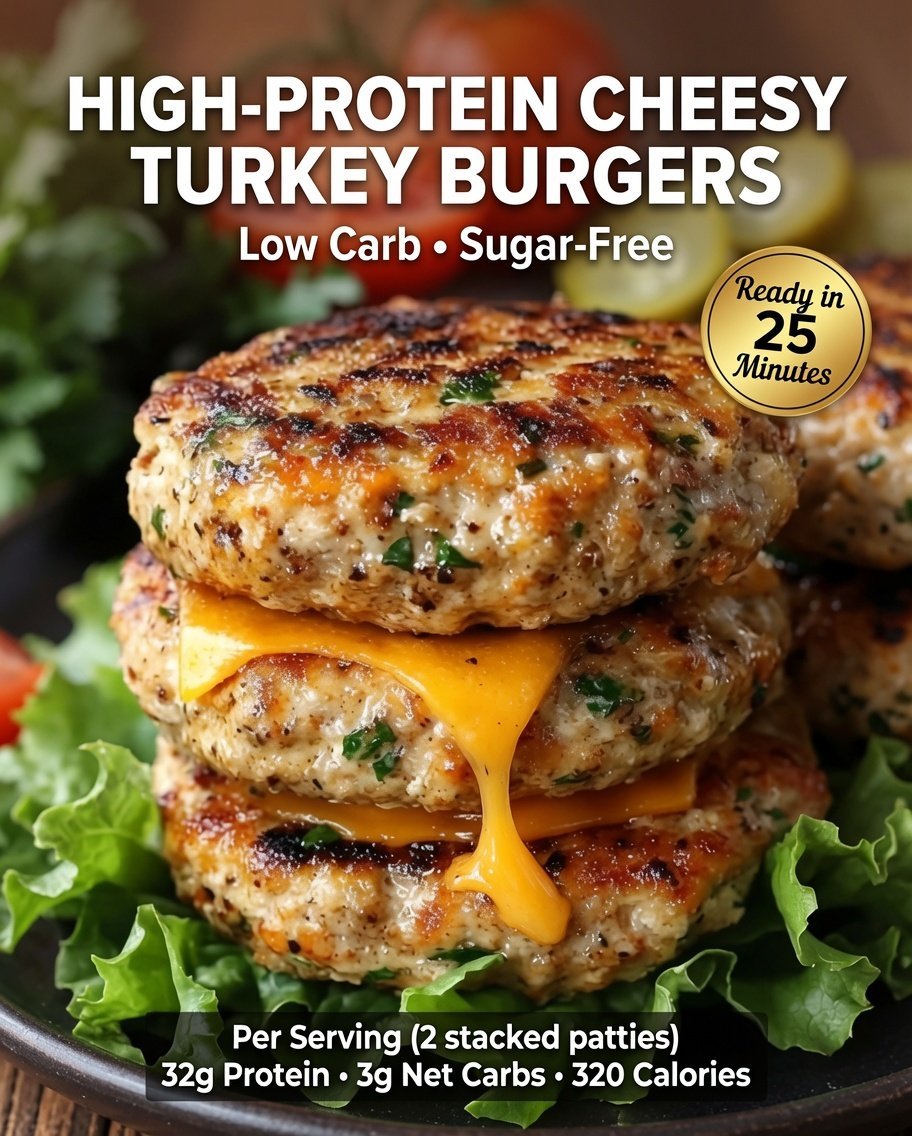 High-Protein Cheesy Turkey Burgers
