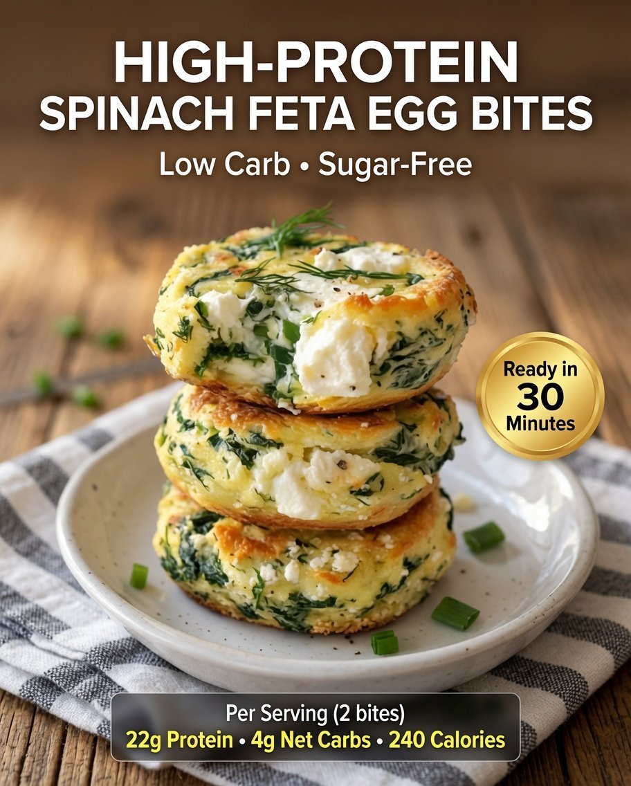 High-Protein Spinach Feta Egg Bites