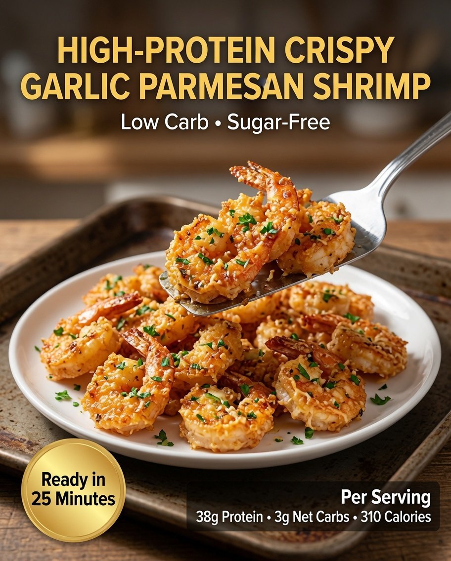 High-Protein Crispy Garlic Parmesan Shrimp