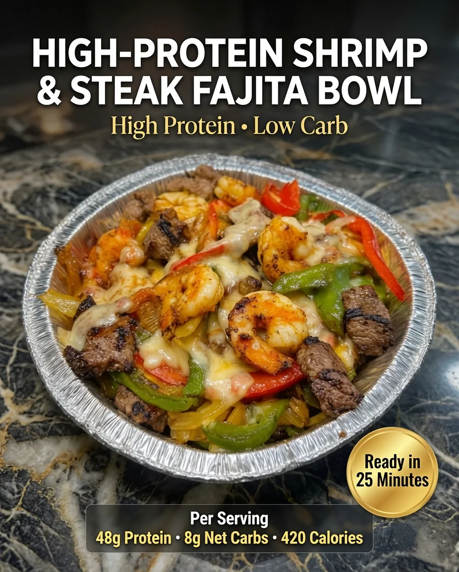 High-Protein Shrimp & Steak Fajita Bowl