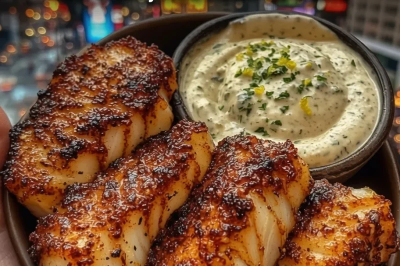 High-Protein Blackened Fish with Creamy Herb Sauce