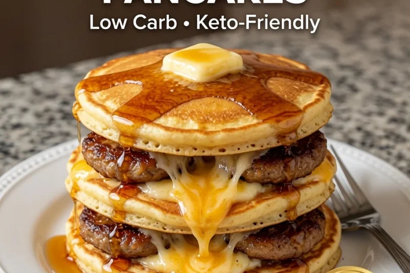 High-Protein Sausage Cheese Pancakes