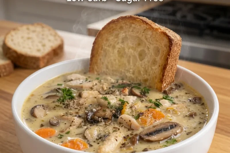 High-Protein Creamy Chicken Mushroom Soup